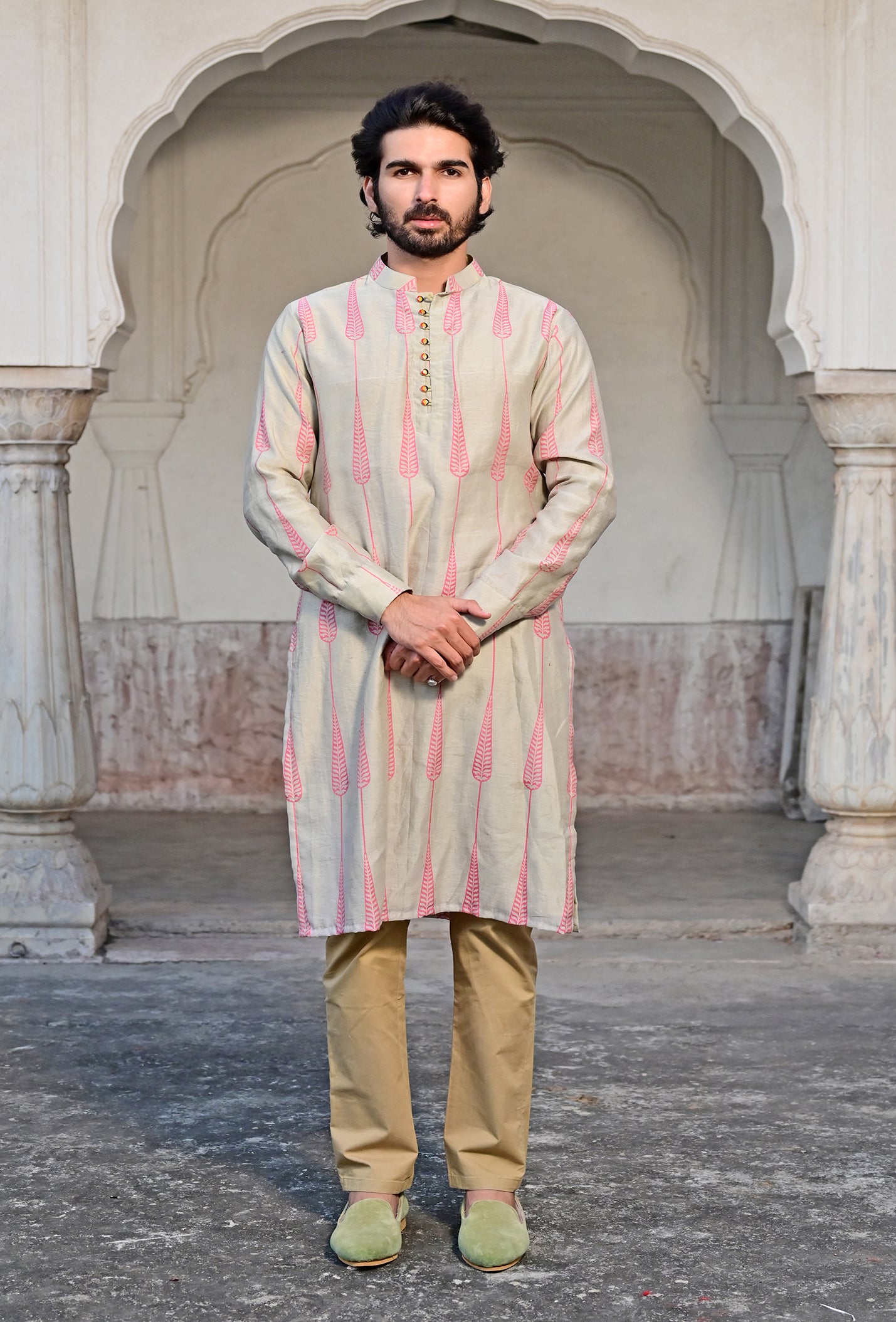 Ecru Beige Hand-painted kurta