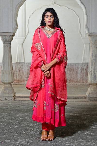 Design pink Anarkali suit set