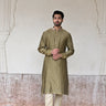 designer Green Chanderi silk kurta set for men online