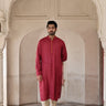 Red designer kurta and Aligarhi trouser for men online