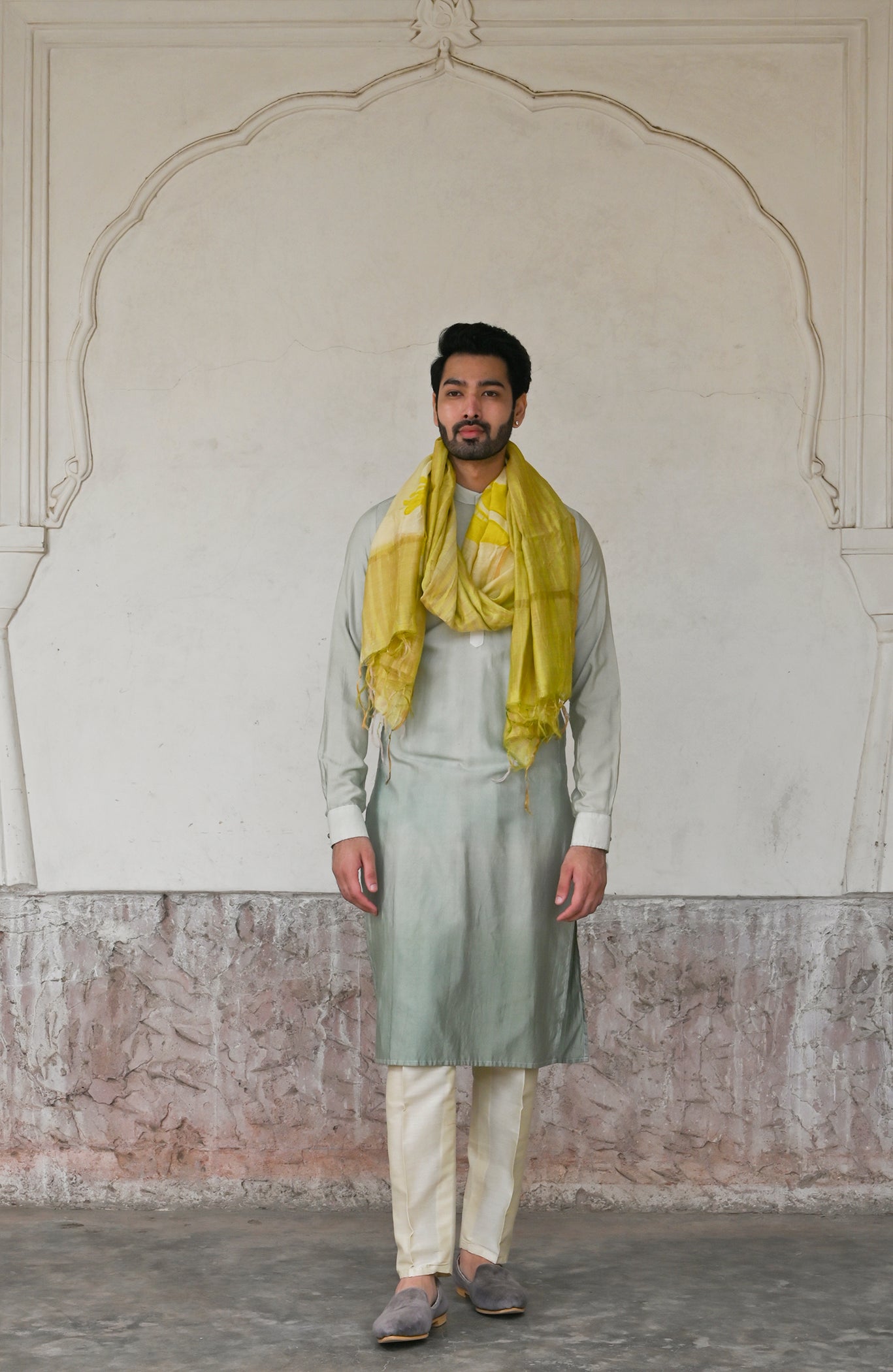 High-quality blue dip-dye summer silk kurta set