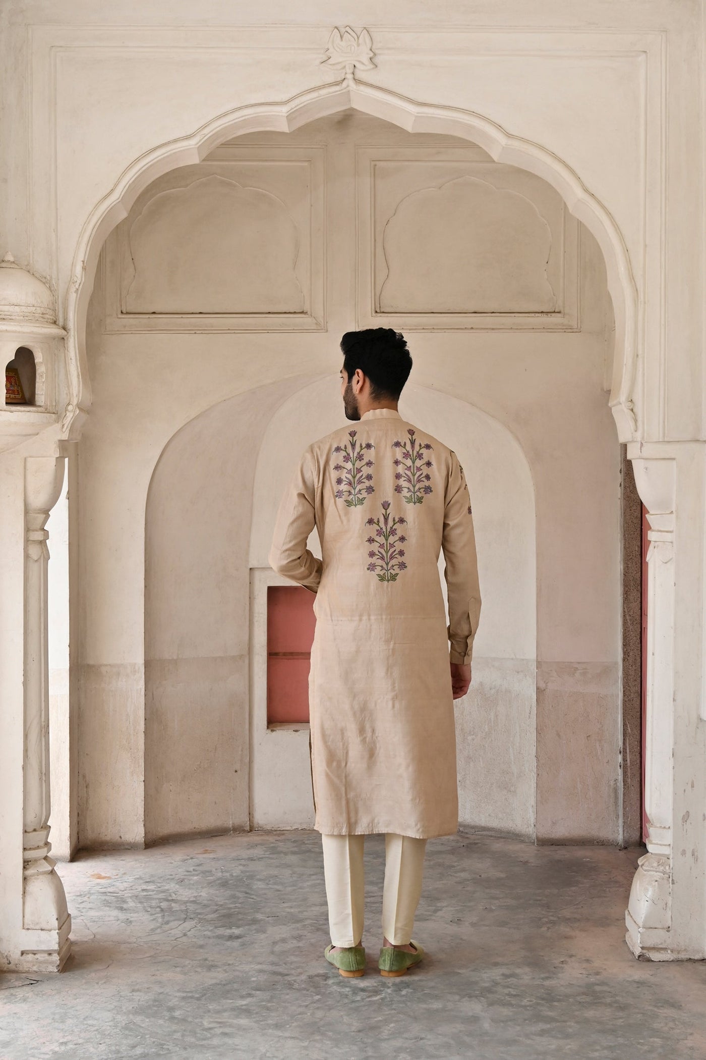 Groom's haldi look designer kurta with trouser in natural color online