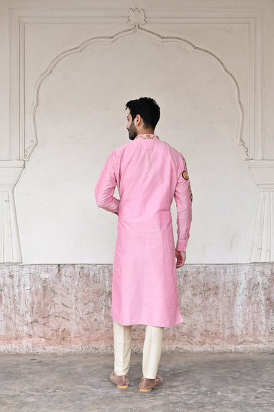 pink Chanderi silk kurta set 