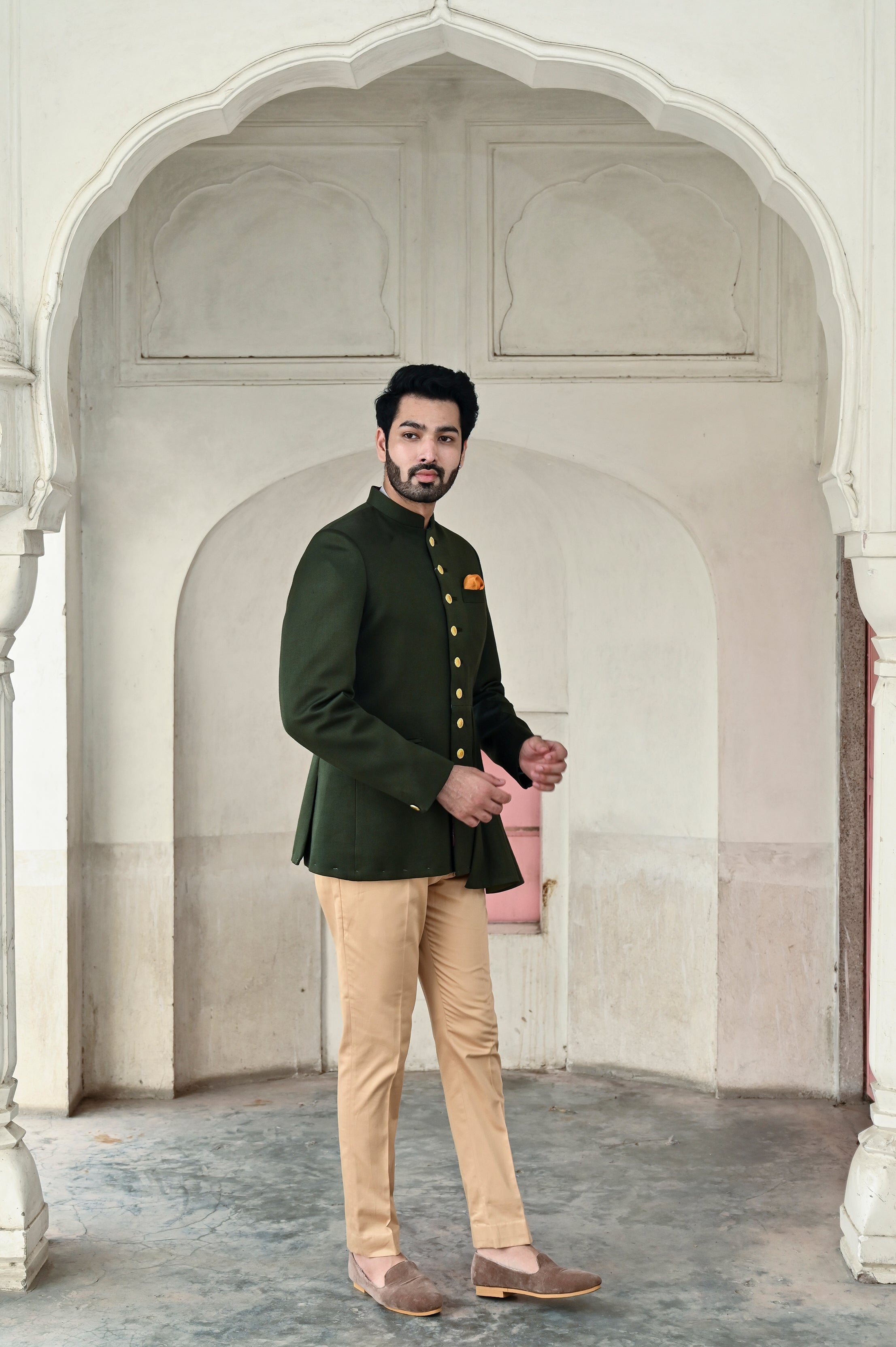 Buy Rama Green Plain Jodhpuri Suit - Mohanlal Sons