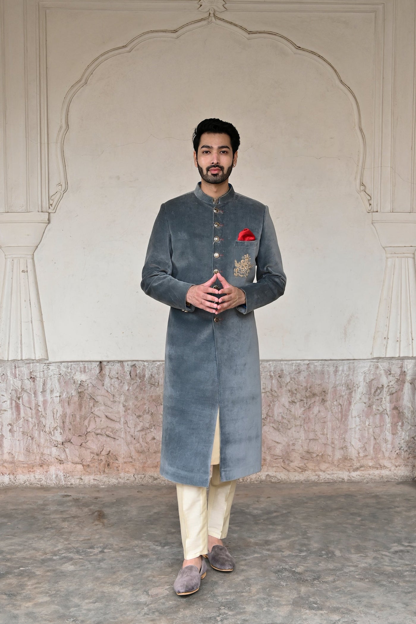 Exclusive steel blue sherwani for groom online