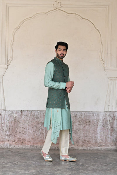 Buy stylish luxury green Nehru jackets for men online