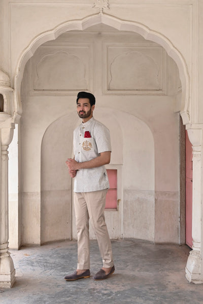 Luxury designer Italian cotton shirt in Ivory for men