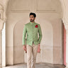 Buy designer pear green Bandhgala suit online