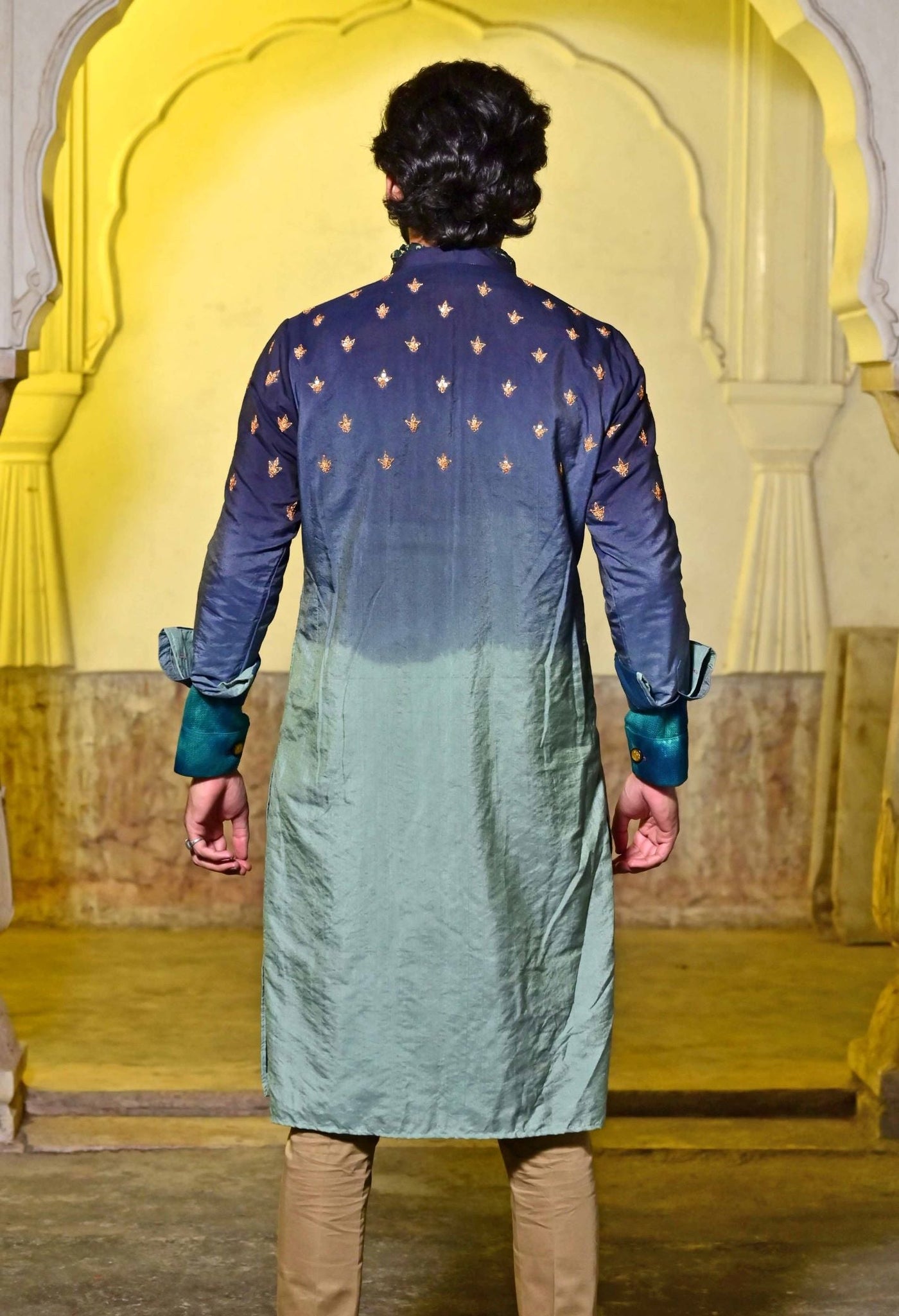 Moda silk blue designer kurta set