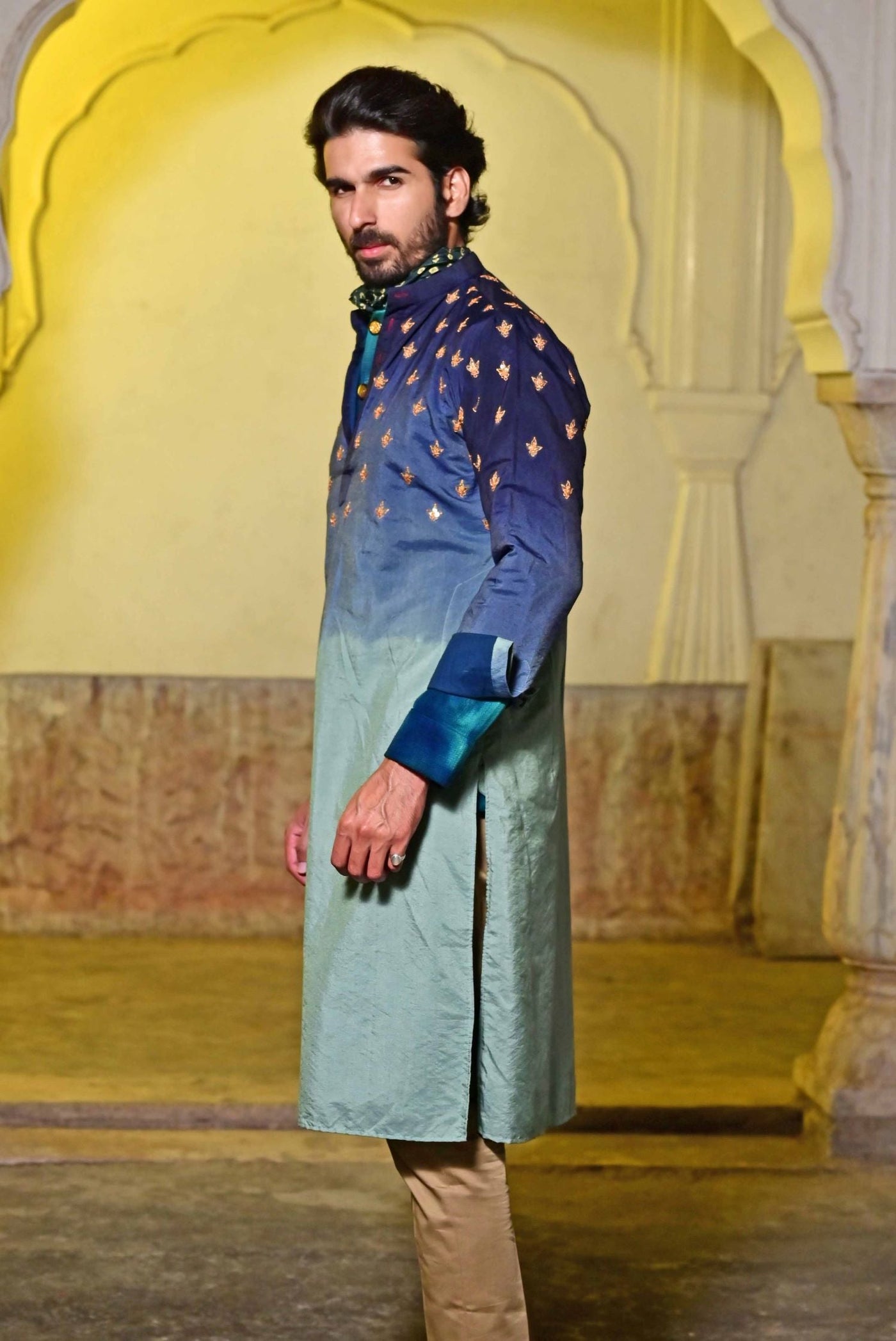Marodi blue branded designer kurta