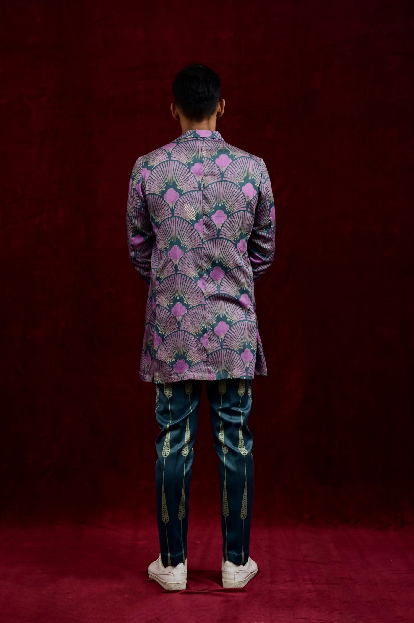Designer teal blue mauve overshirt online shopping in India