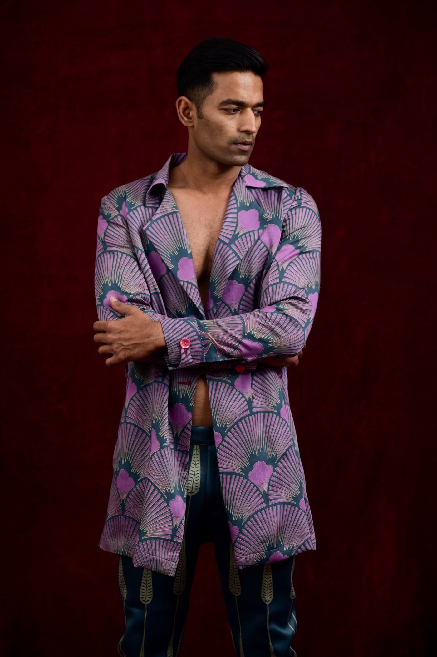 Latest fashion teal blue mauve overshirt for men in India