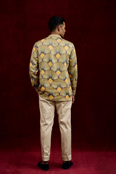 Purchase men's shirts in designer mustard mauve color online