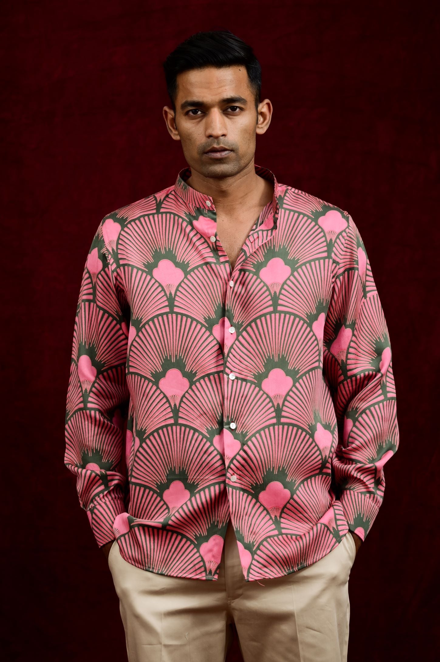 Purchase stylish sage green pink shirts for men online in India
