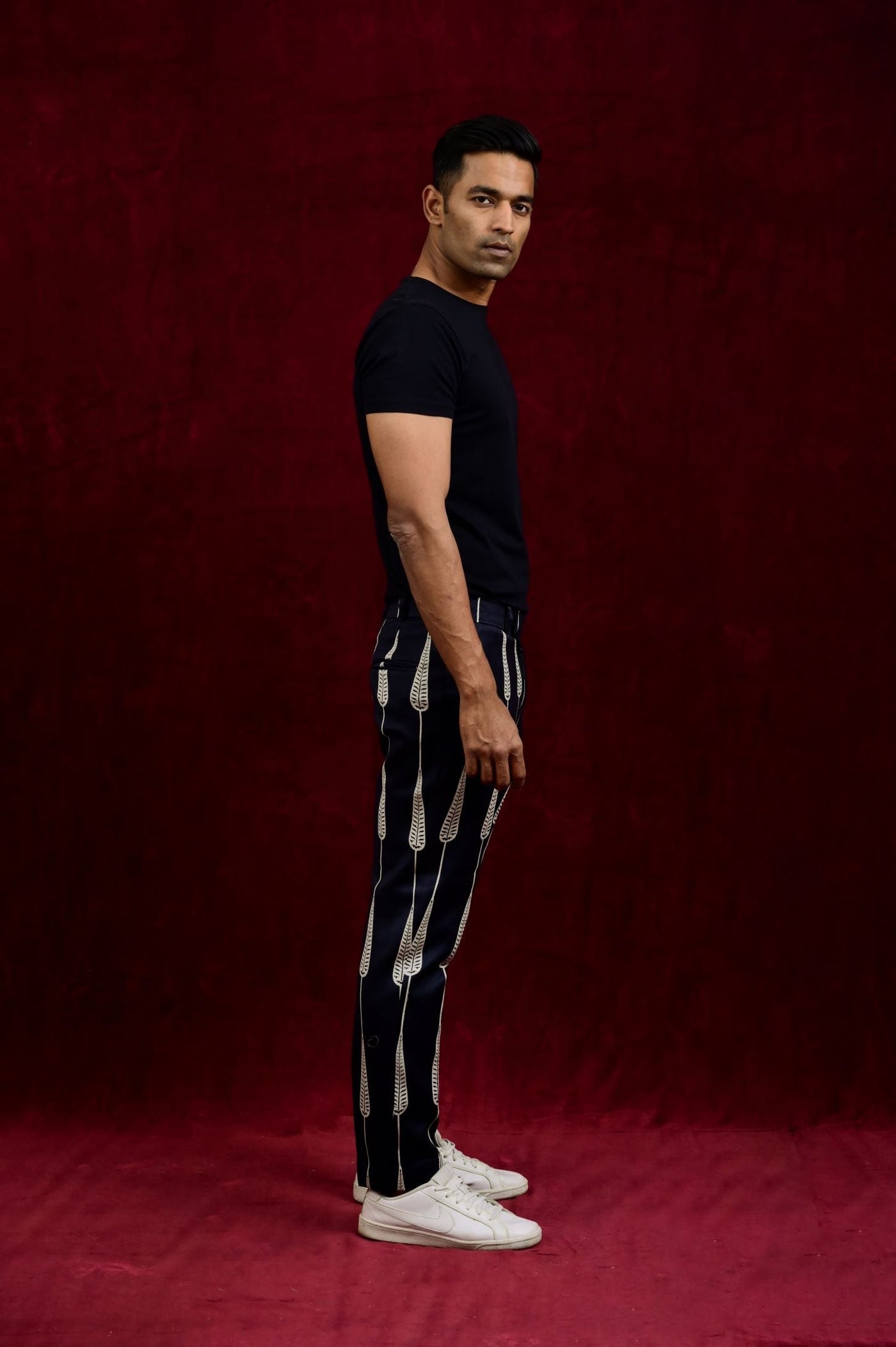 Black white trousers for men online in India