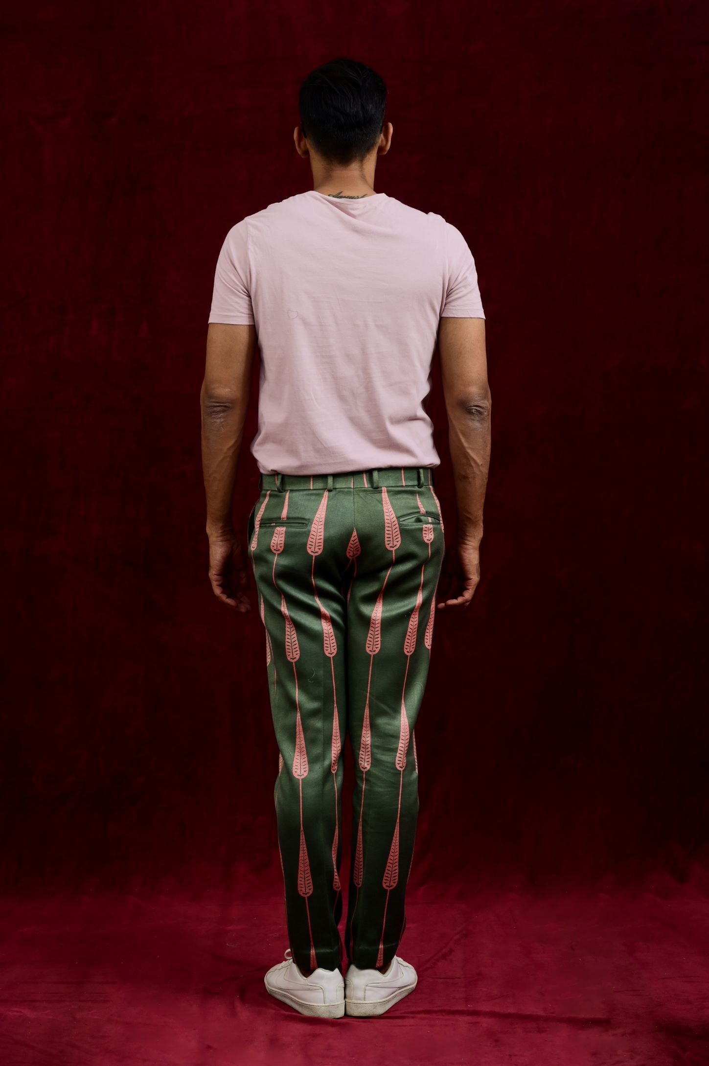 Stylish men's sage green pink trouser pants online in India