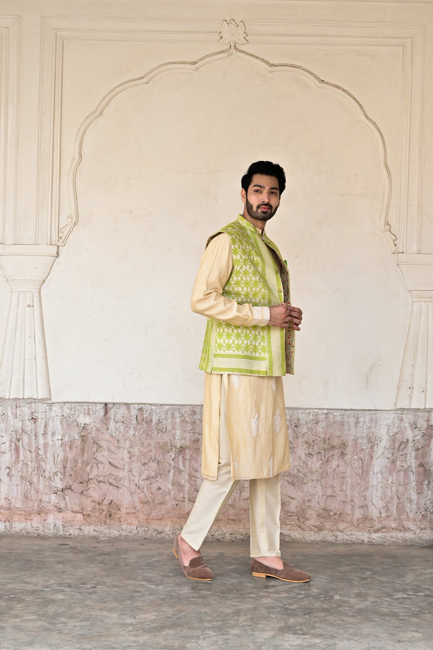 Buy green Nehru jacket online India