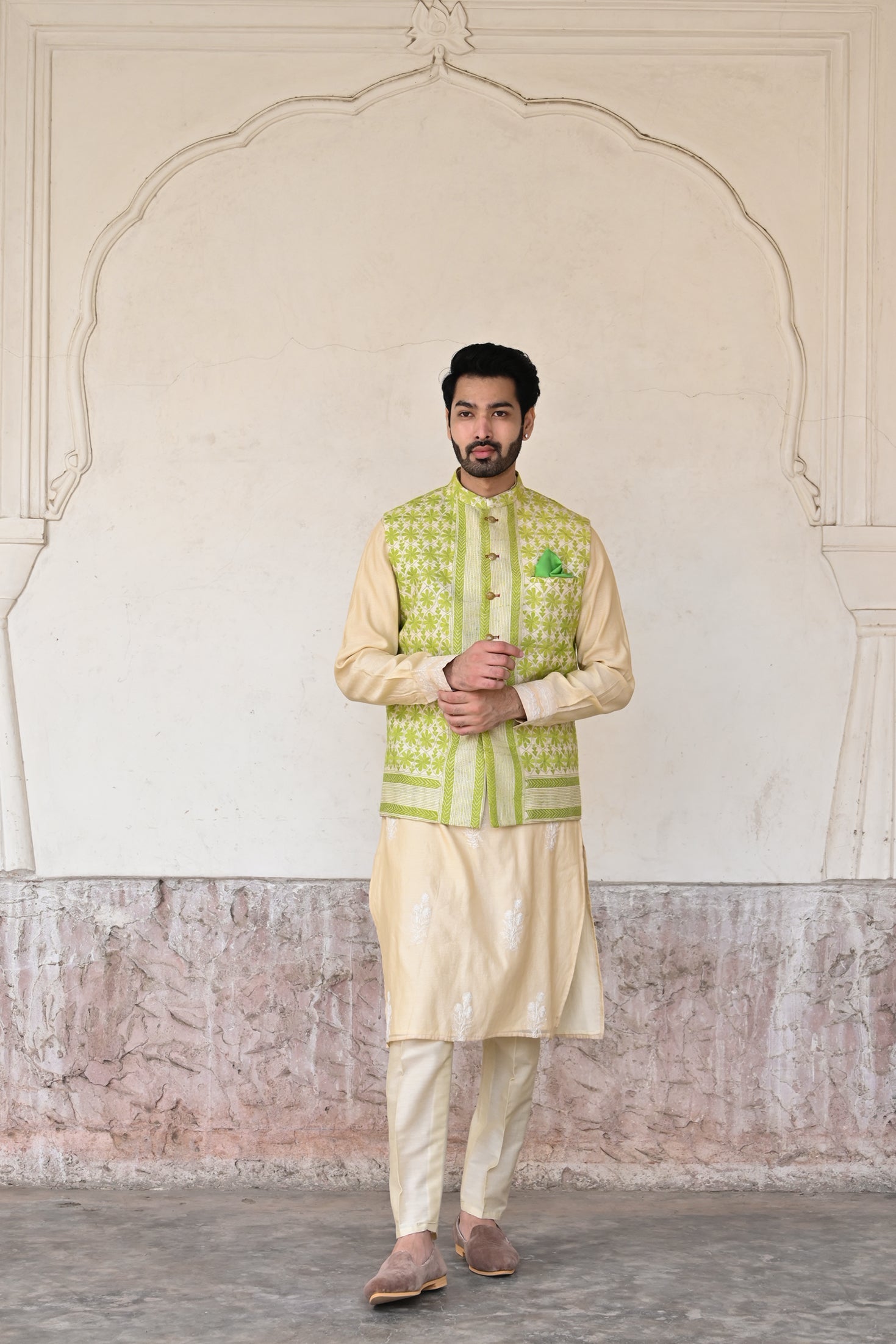 Buy latest designer green Nehru jacket online