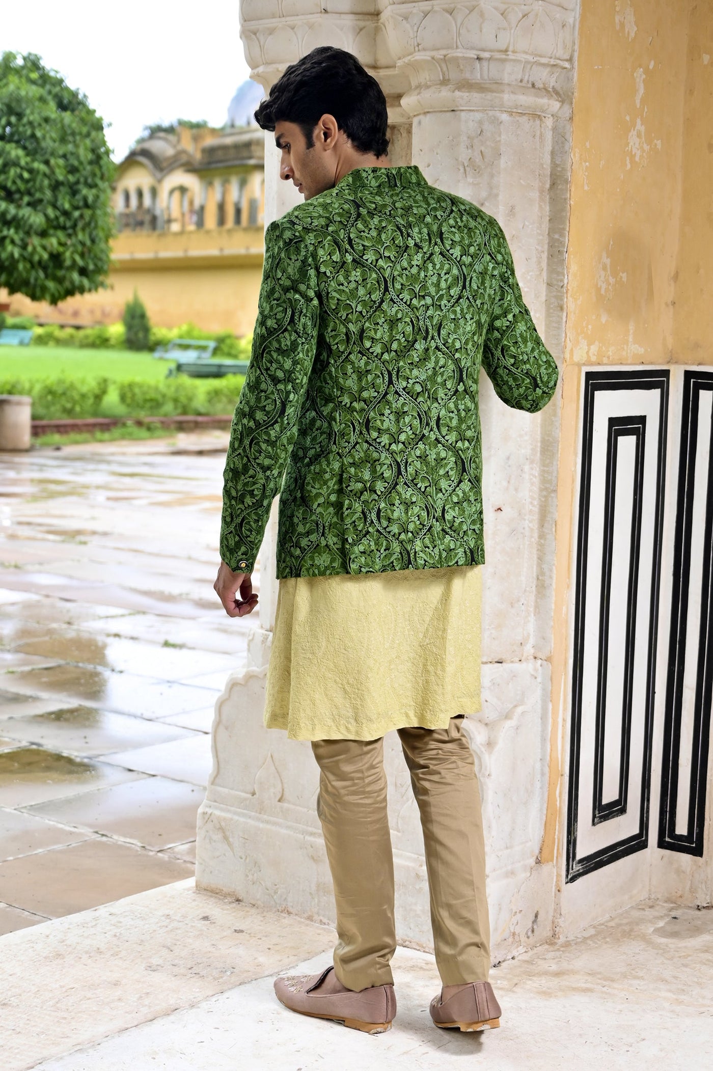 Buy green Jodhpuri Bandhgala suit online for men