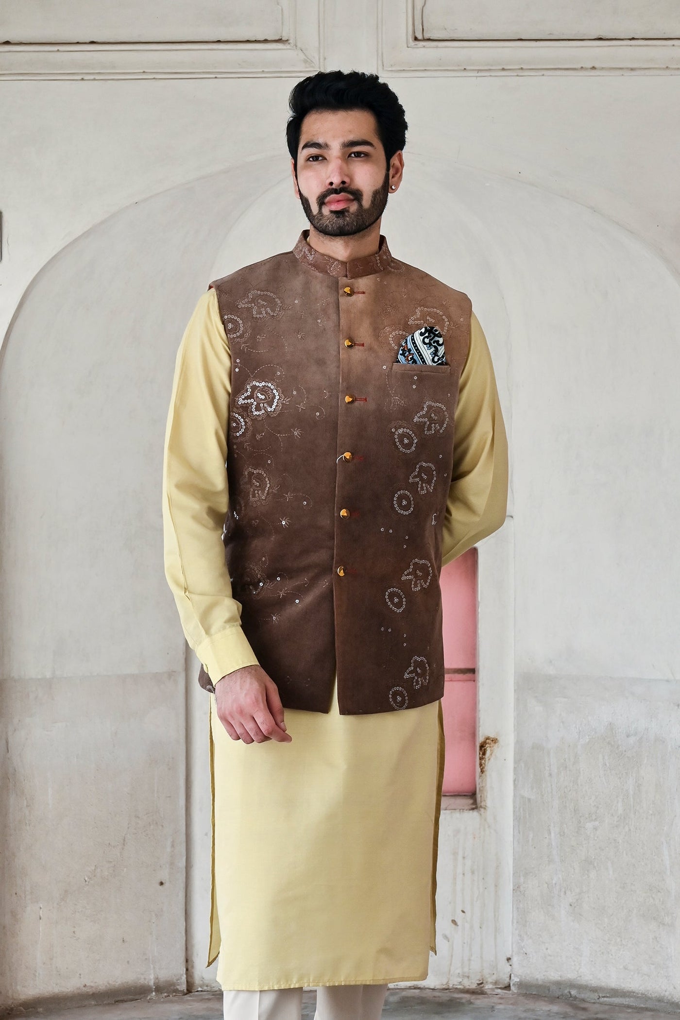 Buy brown Nehru jacket for wedding
