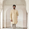 pure silk cream color kurta set for men in India