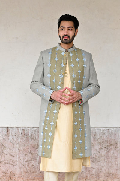 Designer groom light blue sherwani online