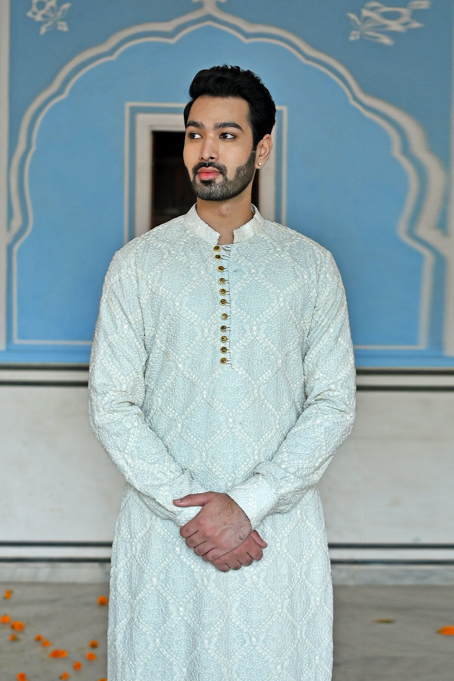 Ice blue mens kurta online