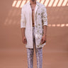 White Chanderi kurta with trouser for men