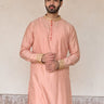 Groom designer blush pink Banarasi silk kurta set online