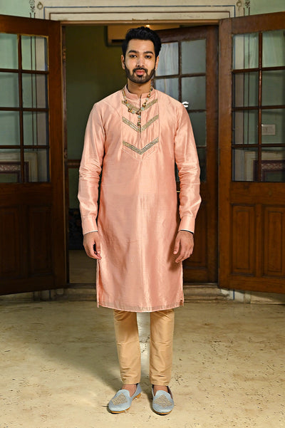 Blush pink designer kurta set