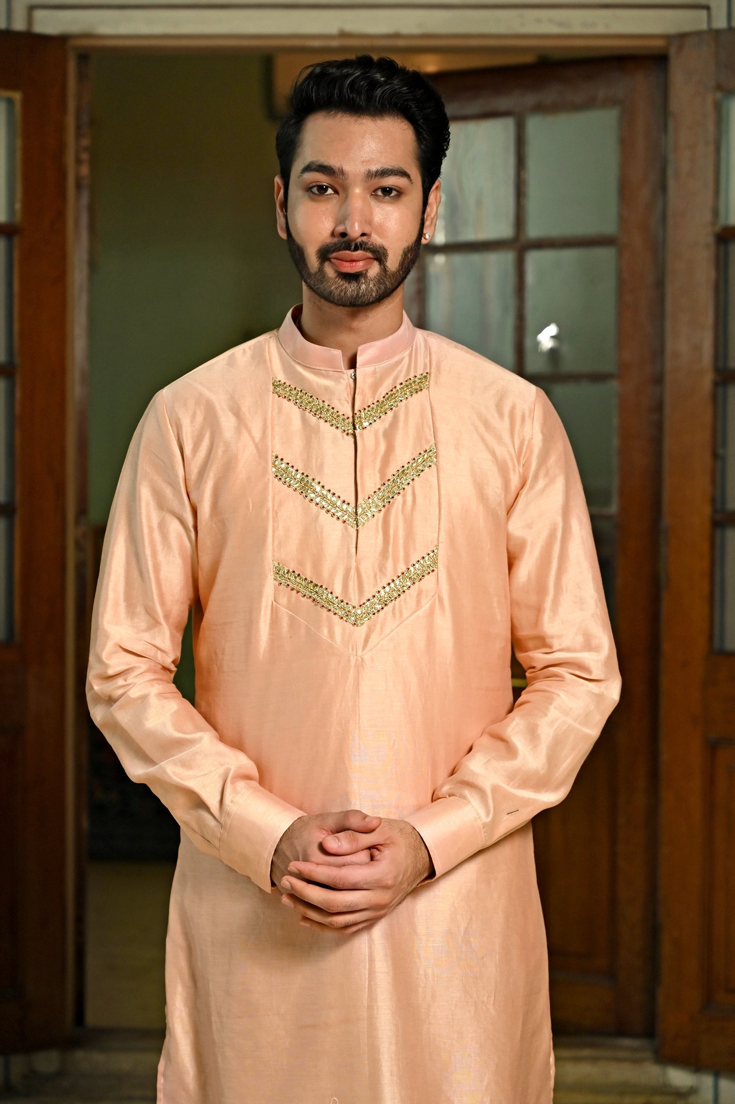 Ethnic blush pink kurta set for men