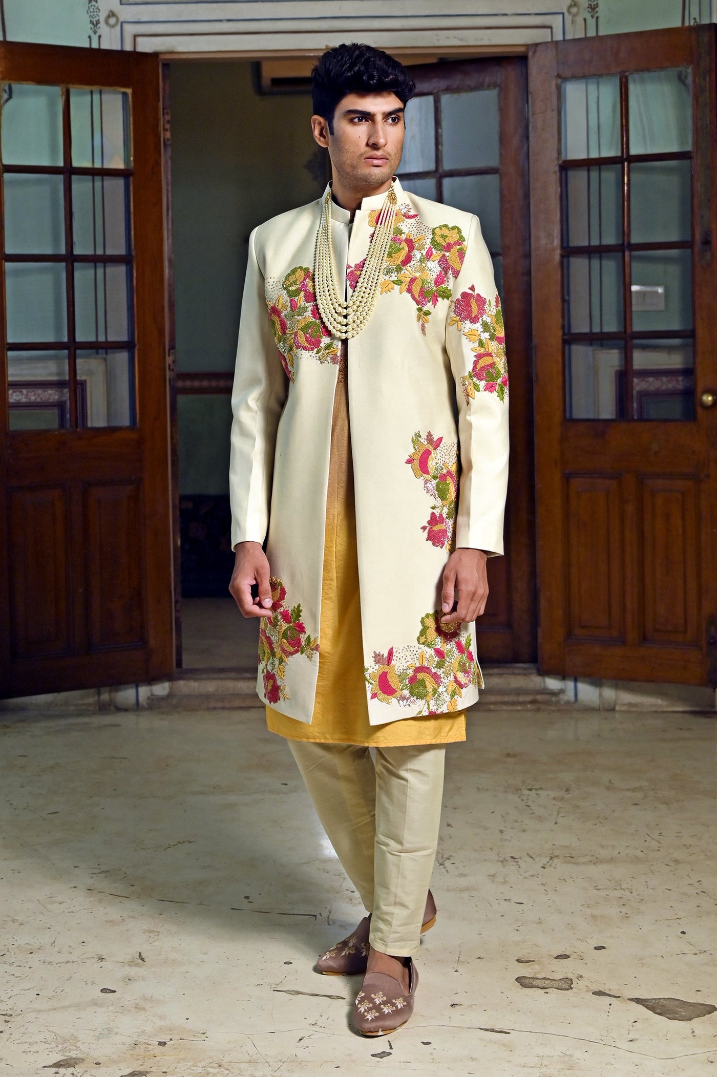 Luxury designer Off White Sherwani Set