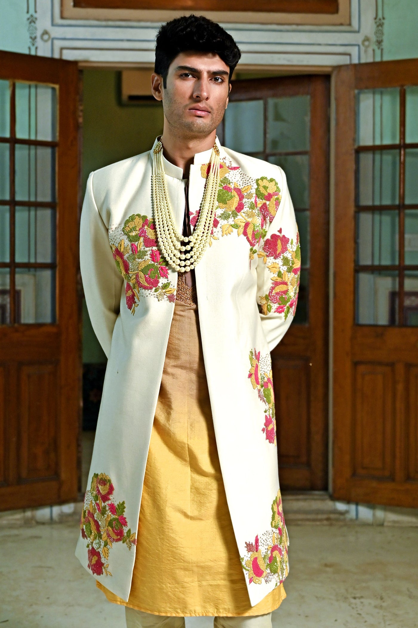 Designer Groom Sherwani in Off White