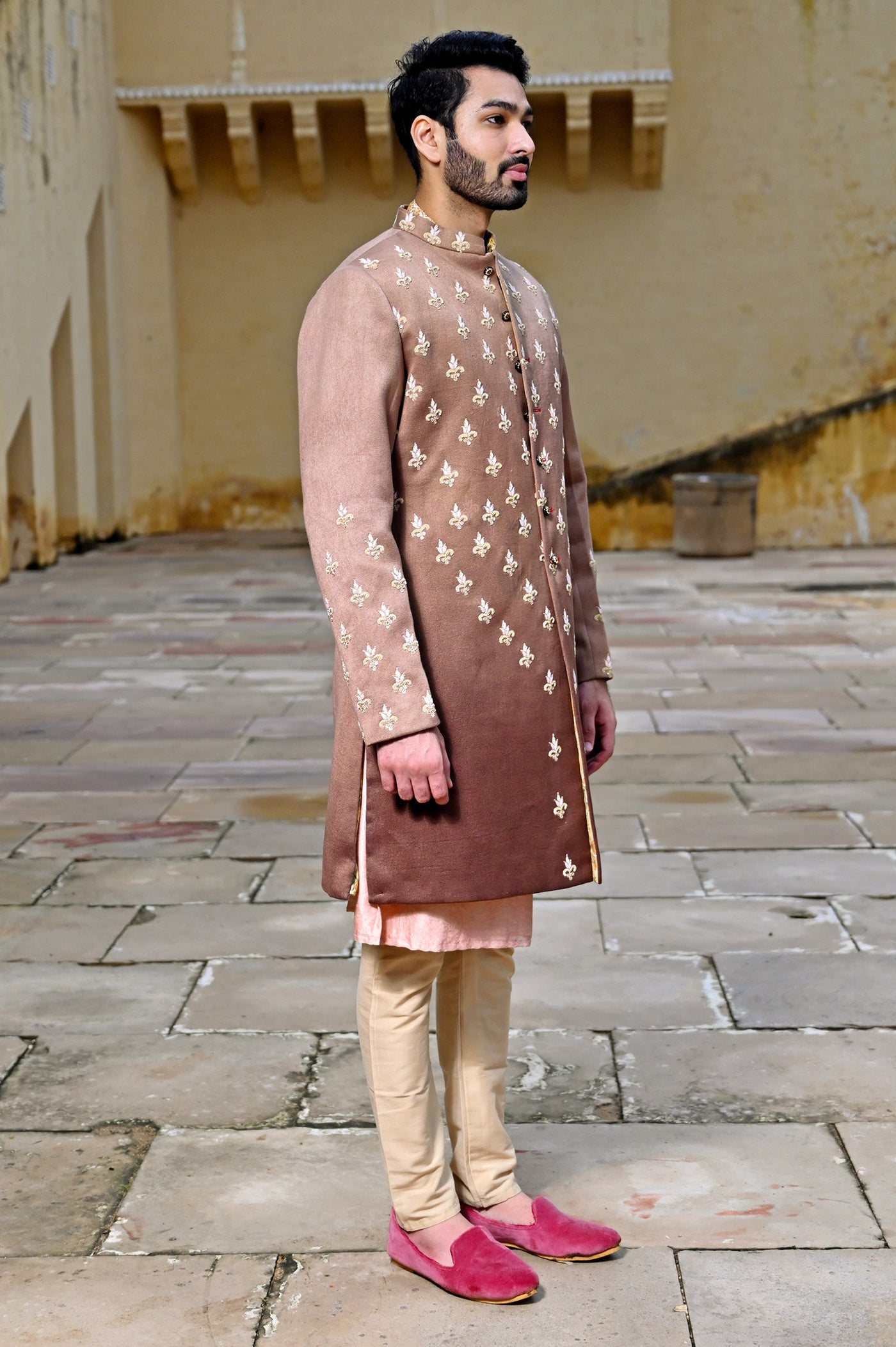 Luxurious Ombre brown Sherwani for groom online