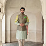 Aqua linen designer kurta set for men online