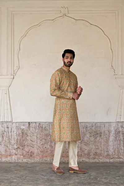 Groom's kurta set with traditional Aligarhi trouser online