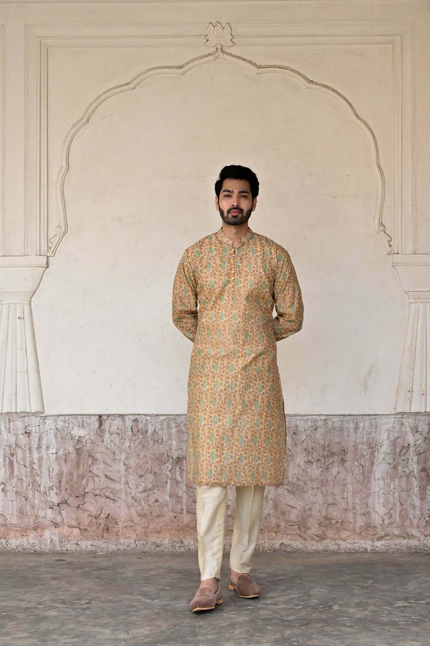 groom designer kurta set with Aligarhi trouser