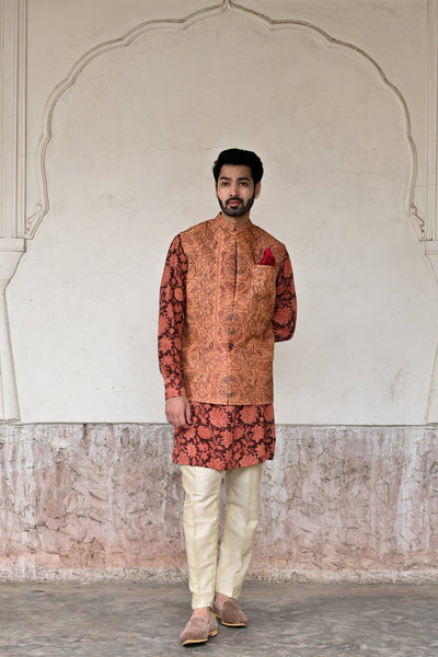 Latest peach-colored Nehru jackets online shopping