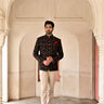 Black Bandhgala suit in pashmina wool for men online