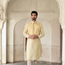 latest beige silk kurta set for men's festival look