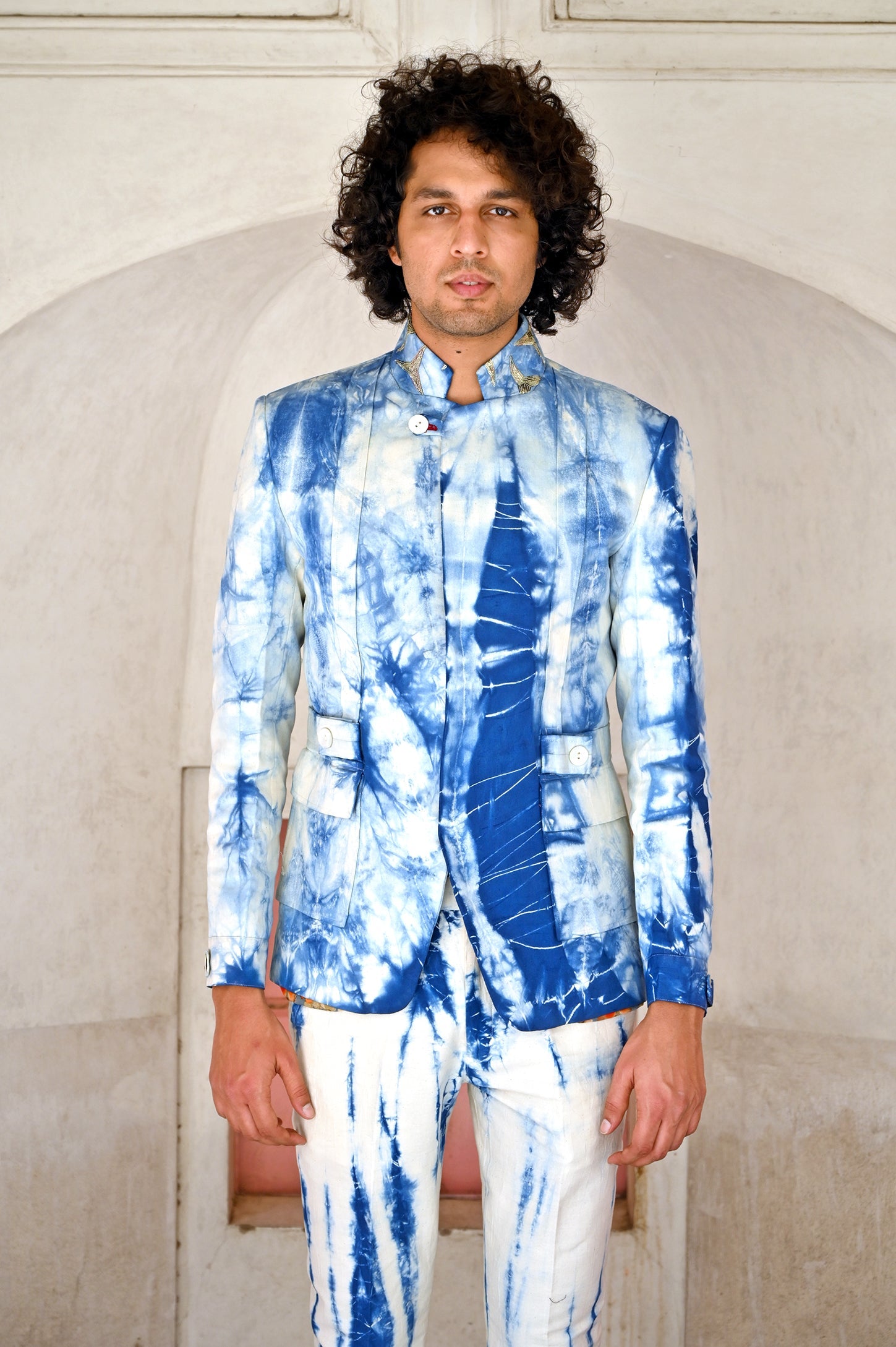 Indigo color Premium designer Jacket set online