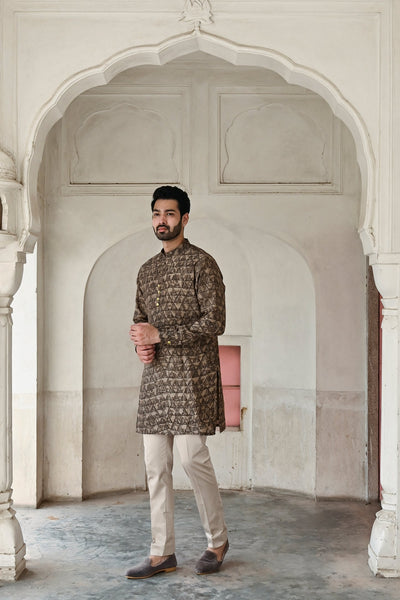 designer Brown kurta for groom