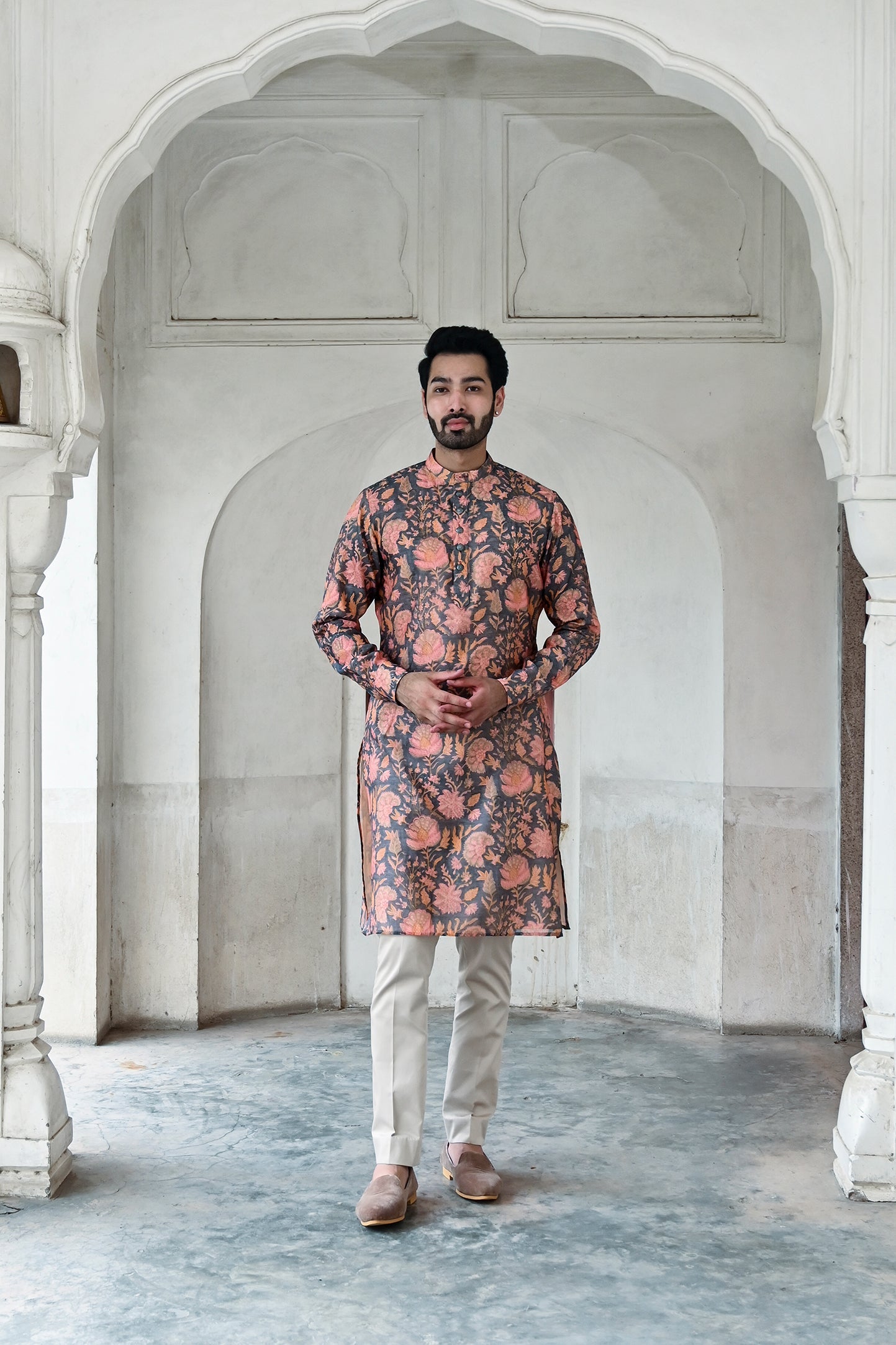 Groom's rose pink chanderi kurta