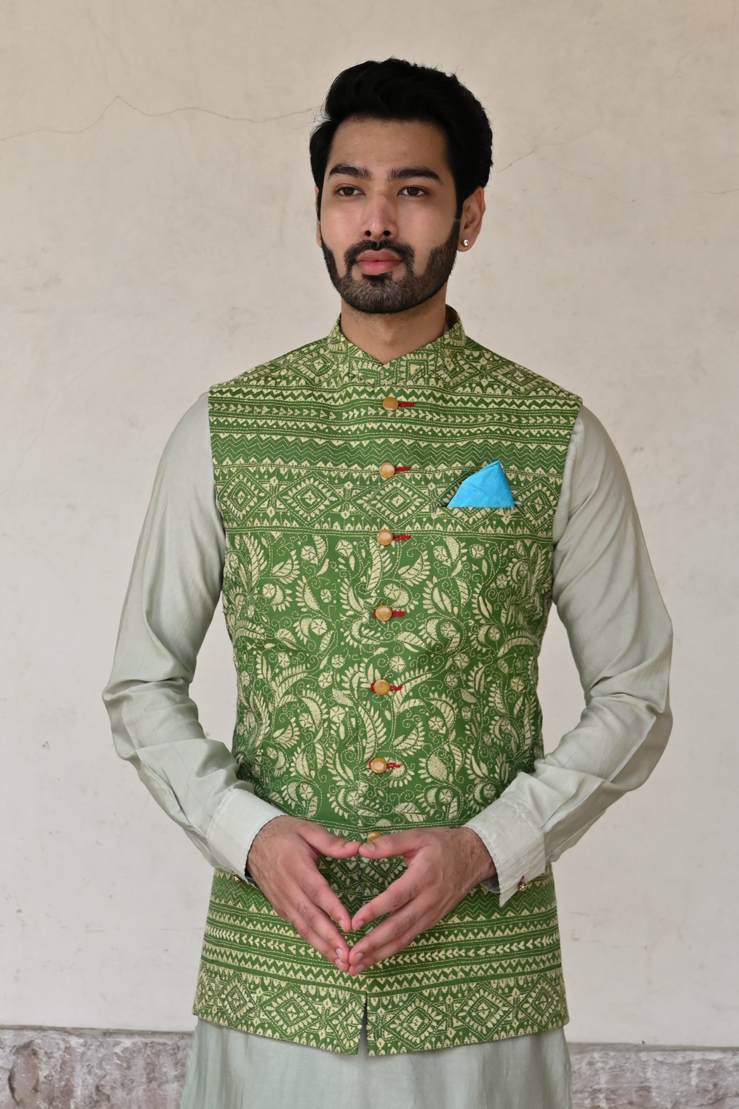 Classy designer green Nehru jackets for sale