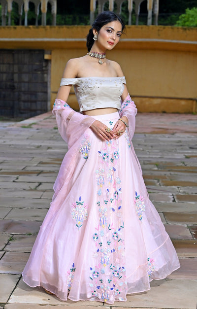 Silk lehenga with dupatta