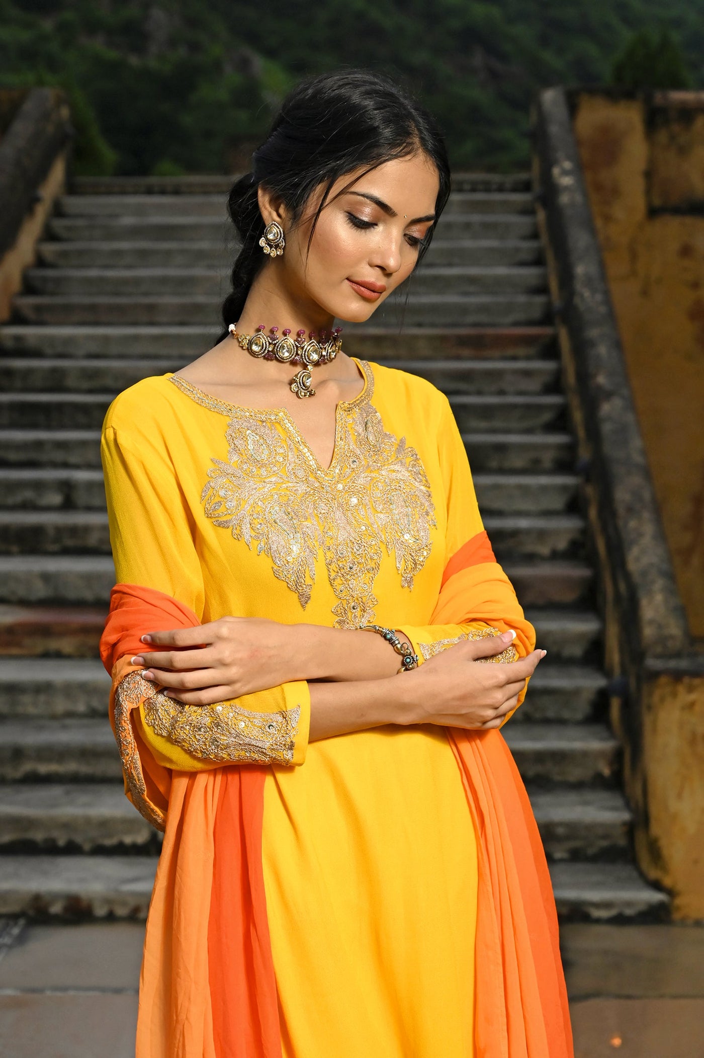 yellow Kurta suit set for party wear