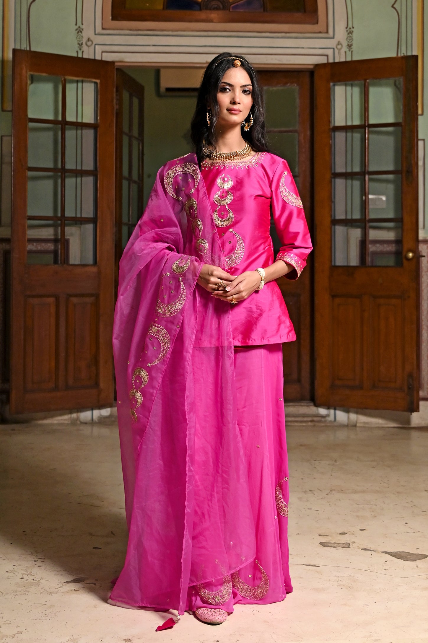 Buy designer pink bridal lehenga set