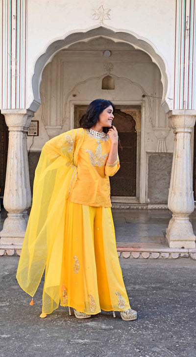  yellow garara sarara dress party wear