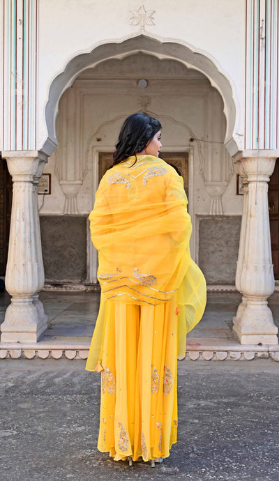  yellow designer garara sarara dress party wear
