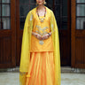 Designer yello organza lehenga for wedding